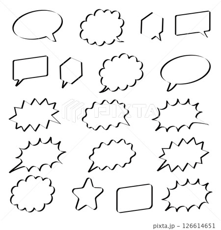 シンプルでおしゃれな立体感あるふきだしセット 126614651