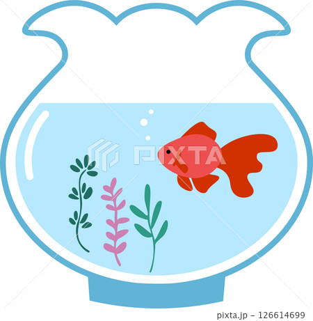 可愛い金魚鉢のイラスト素材 可愛い金魚鉢のイラスト素材 126614699