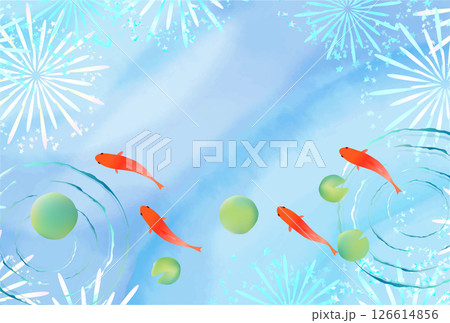 金魚 夏 水彩 和柄 背景 金魚 夏 水彩 和柄 背景 126614856