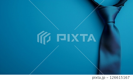 necktie blue color for greeting card copy space solid background 126615167