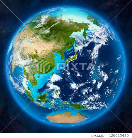 日本を中心とした地球のイラスト　その3 126615420