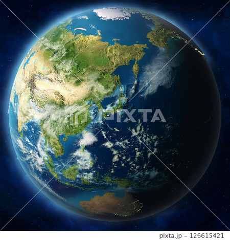 日本を中心とした地球のイラスト その2のイラスト素材 [126615421] - PIXTA