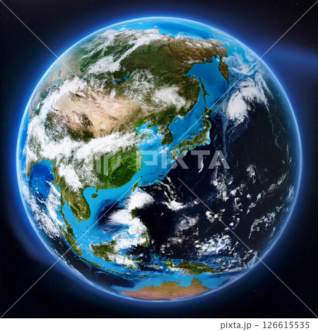 東シナ海を中心とした地球のイラスト 126615535