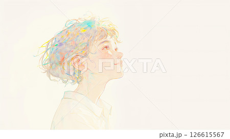 空を見上げる女性 126615567