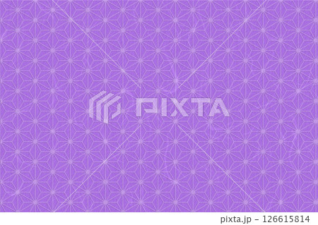 麻の葉模様のテクスチャ背景　紫　 126615814