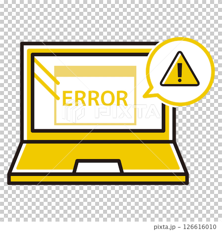 警告標記和筆記型電腦插圖 126616010