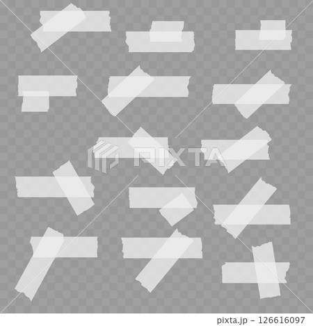 Realistic Single Beige Adhesive Tape Piece on Transparent Background. Vector 126616097