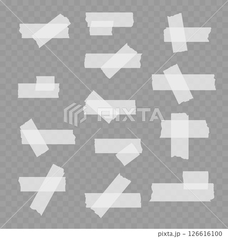 Realistic Single Beige Adhesive Tape Piece on Transparent Background. Vector 126616100