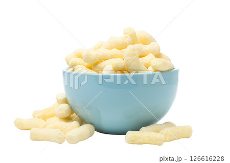 PNG, Corn sticks in bowl, isolated on white background 126616228