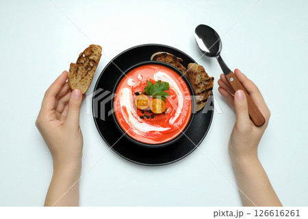 Tomato soup, concept of healthy food, healthy nutrition 126616261
