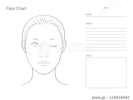 メイク練習用アドバイスシート（A4横・モノクロ線画） 126616482