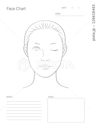 メイク記録用フェイスチャート(A4縦・モノクロ線画) メイク記録用フェイスチャート(A4縦・モノクロ線画) 126616483