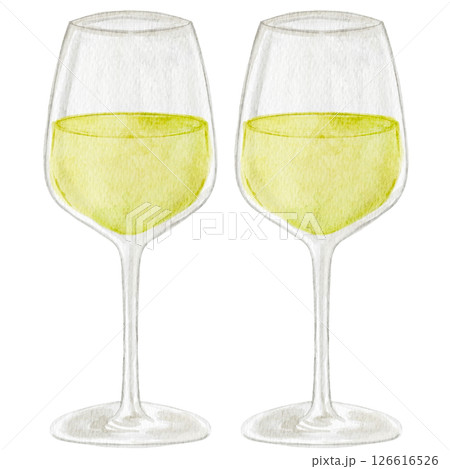 ワイン 白ワイン 飲み物 水彩 イラスト ワイン 白ワイン 飲み物 水彩 イラスト 126616526