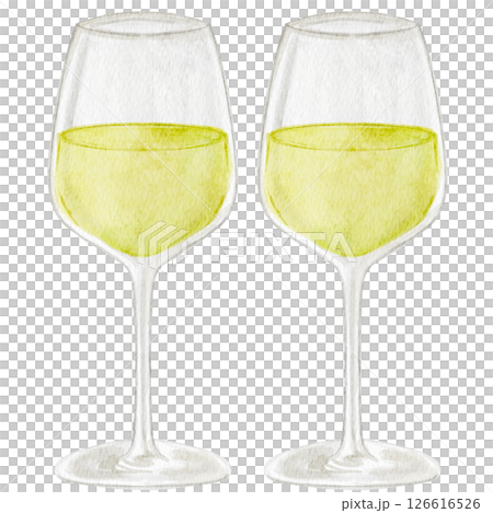 ワイン 白ワイン 飲み物 水彩 イラスト ワイン 白ワイン 飲み物 水彩 イラスト 126616526