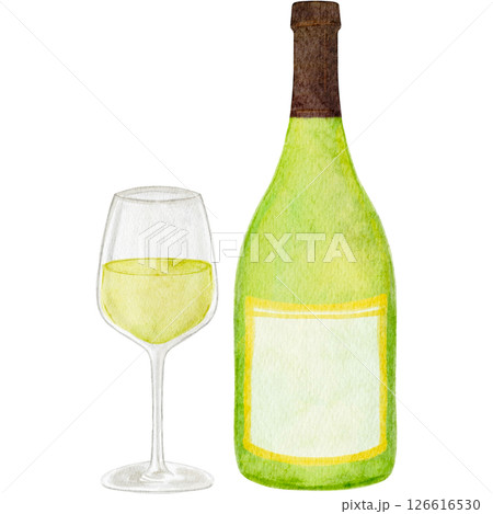 ワイン 白ワイン 飲み物 水彩 イラスト ワイン 白ワイン 飲み物 水彩 イラスト 126616530
