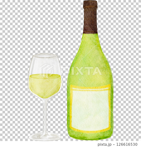 ワイン 白ワイン 飲み物 水彩 イラスト ワイン 白ワイン 飲み物 水彩 イラスト 126616530