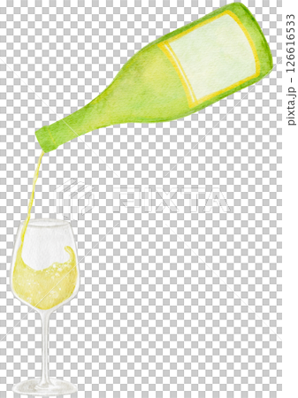 ワイン　白ワイン　飲み物　水彩　イラスト 126616533
