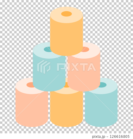 堆疊的彩色衛生紙的插圖 堆疊的彩色衛生紙的插圖 126616805