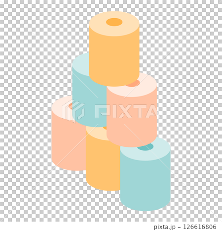 堆疊的彩色衛生紙的插圖 126616806