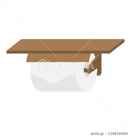 トイレットペーパーと棚のついたトイレットペーパーホルダーのイラスト 126616808