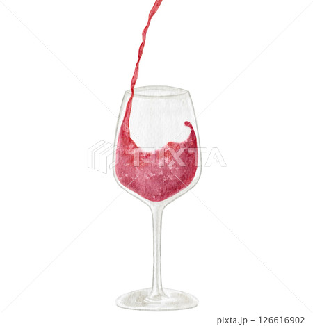 ワイン　赤ワイン　飲み物　水彩　イラスト 126616902