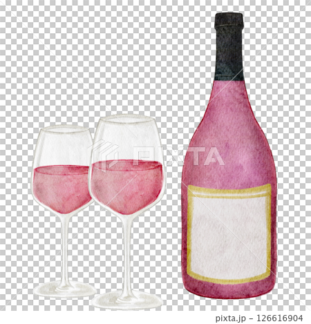 葡萄酒紅酒飲料水彩插圖 126616904