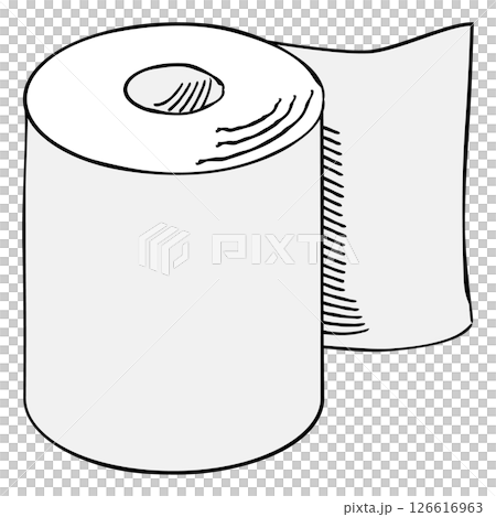 手書き風のシンプルなトイレットペーパーのイラスト 126616963