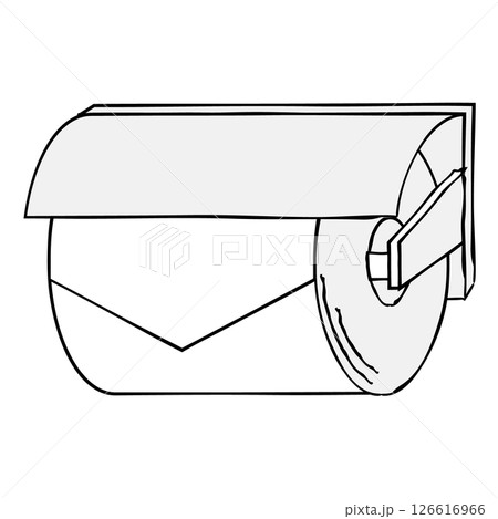 手書き風のシンプルなトイレットペーパーとトイレットペーパーホルダーのイラスト 126616966