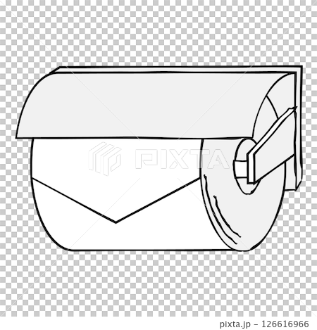 手書き風のシンプルなトイレットペーパーとトイレットペーパーホルダーのイラスト 126616966