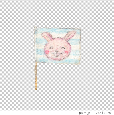 牙籤做的兔子旗，手繪，水彩 126617020