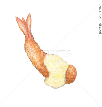 タルタルソースのかかったエビフライ 手描き 水彩 タルタルソースのかかったエビフライ 手描き 水彩 126617023
