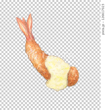 塔塔醬炸蝦，手繪，水彩 126617023