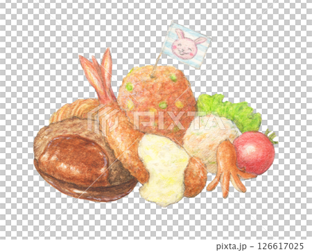 令人興奮的兒童午餐手繪模擬插圖水彩 126617025