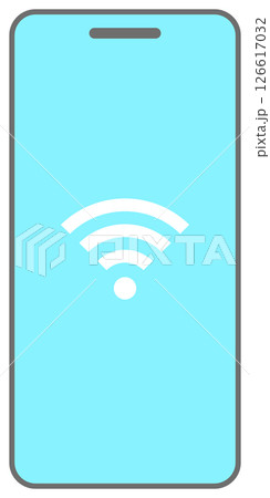スマホでWi-Fiに接続するイメージイラスト シンプル 水色 126617032