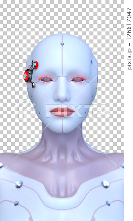 Female cyborg face close-up Female cyborg face close-up 126617047