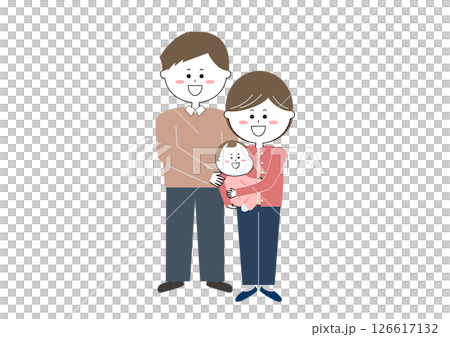 Illustration of a family with a baby Illustration of a family with a baby 126617132