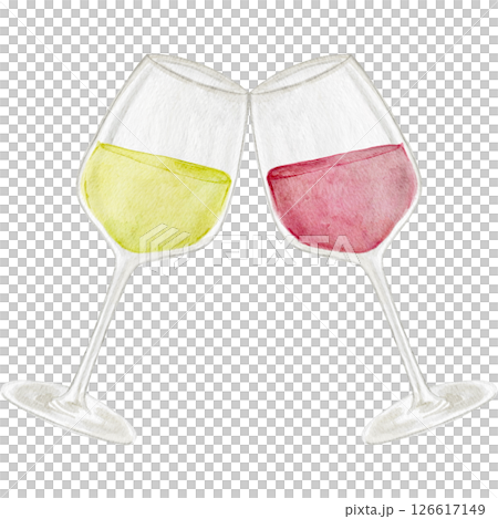 白酒，紅酒，飲料，水彩畫，插畫 126617149