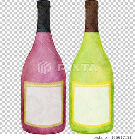 White wine, red wine, drink, watercolor, illustration White wine, red wine, drink, watercolor, illustration 126617151