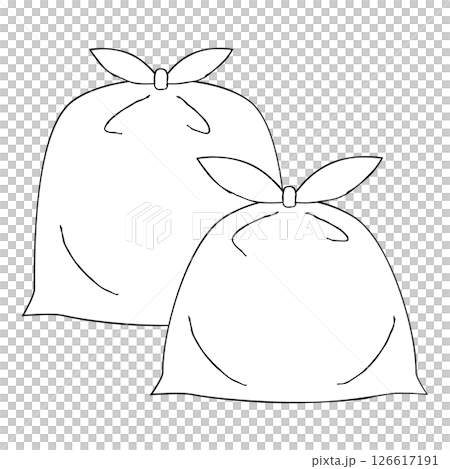 A simple hand-drawn illustration of a garbage bag full of trash 126617191