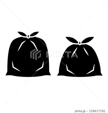 シンプルなゴミ袋のシルエットイラスト 126617192