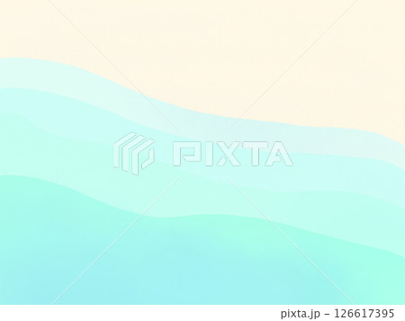 水彩・半透明・エメラルドグリーンの波の背景素材 126617395
