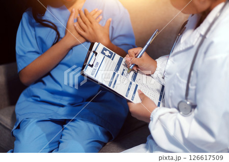 Medical Team Using Digital Tablet for Healthcare, Doctor Technology, X-Ray Analysis. 126617509