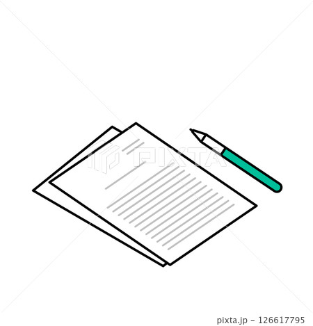書類とペンのイメージベクターイラスト 書類とペンのイメージベクターイラスト 126617795