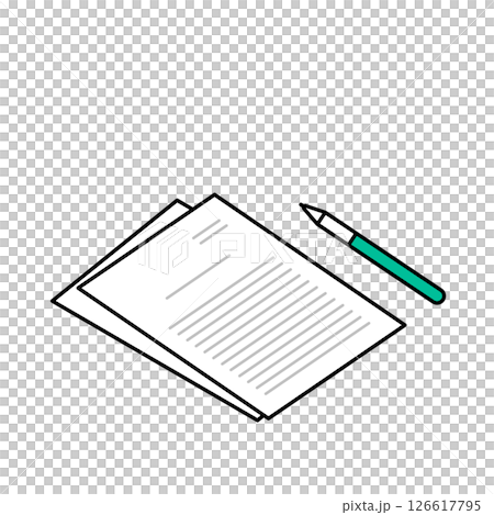 書類とペンのイメージベクターイラスト 書類とペンのイメージベクターイラスト 126617795