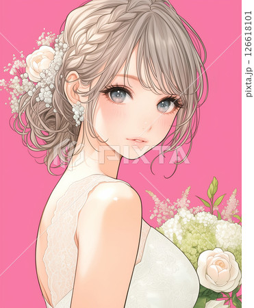 少女漫画風花嫁イラスト 126618101