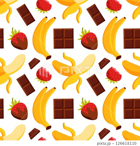 Chocolate Dessert Seamless Pattern Illustration with Melted Sweets and Cakes in Flat Cartoon Style Chocolate Dessert Seamless Pattern Illustration with Melted Sweets and Cakes in Flat Cartoon Style 126618110