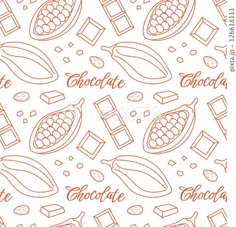 Chocolate Dessert Seamless Pattern Illustration with Melted Sweets and Cakes in Flat Cartoon Style Chocolate Dessert Seamless Pattern Illustration with Melted Sweets and Cakes in Flat Cartoon Style 126618111