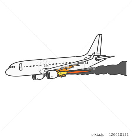 イラスト素材:エンジンファイア!国内線旅客機の緊急事態 イラスト素材:エンジンファイア!国内線旅客機の緊急事態 126618131