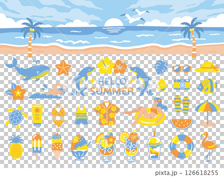 Icon set for summer travel and beach Icon set for summer travel and beach 126618255