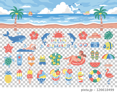 夏の旅行や海水浴に使えるアイコンセット 126618499